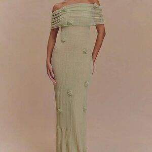 Brynn Orchid Knit Maxi Dress Pastel Green